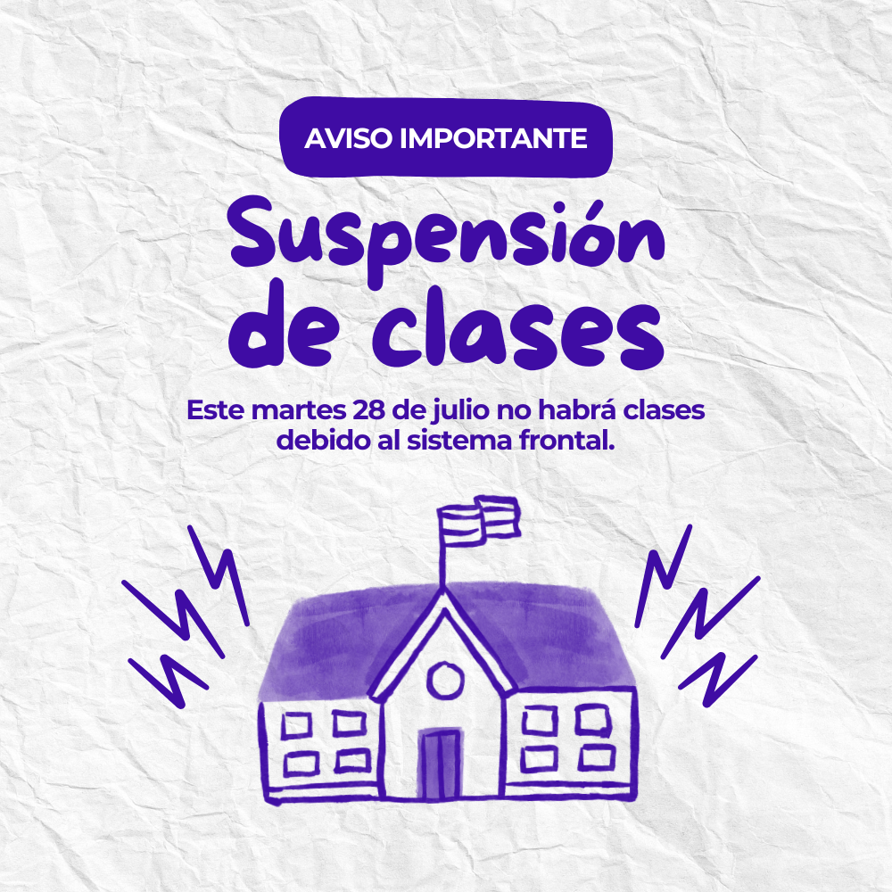 Anuncio para salón de clases de suspensión de clases ilustrativo gris y azul